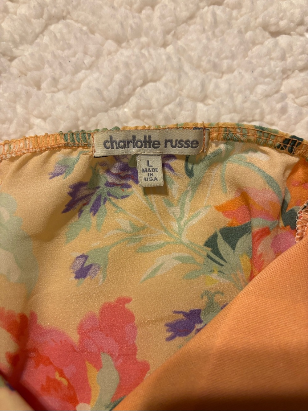 Charlotte Russe Peach Floral Halter Dress with Coral & Mint Accents - Picture 4 of 4